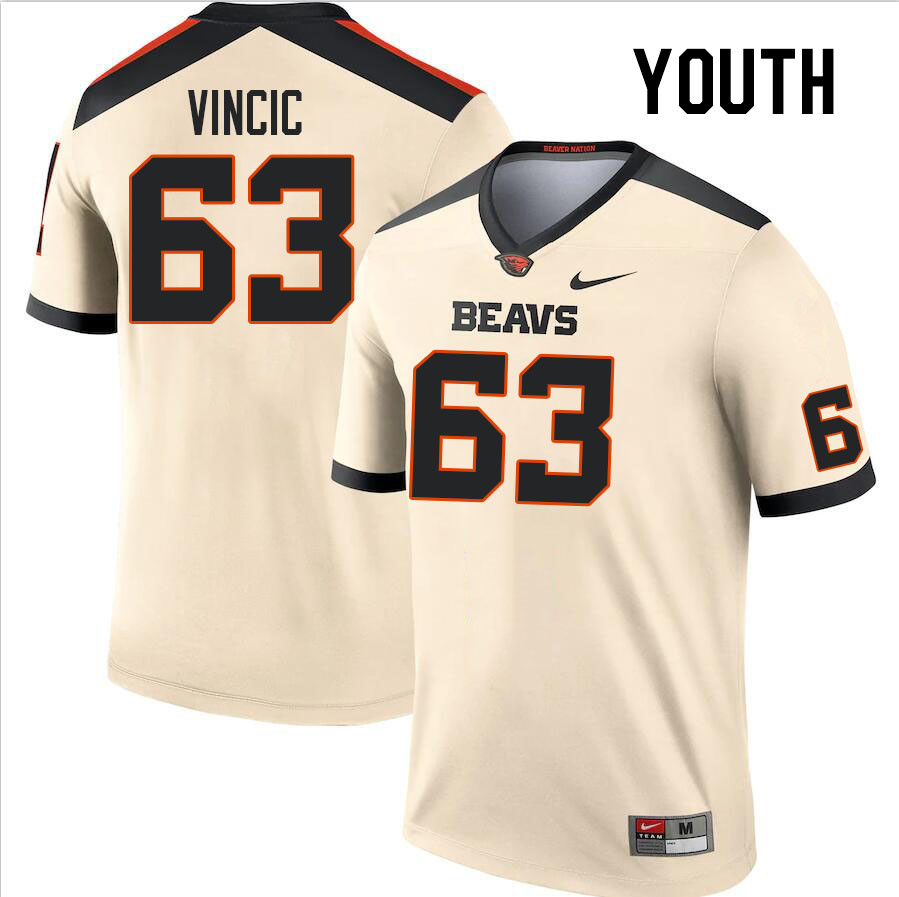 Youth #63 Luka Vincic Oregon State Beavers College Football Jerseys Stitched Sale-Cream